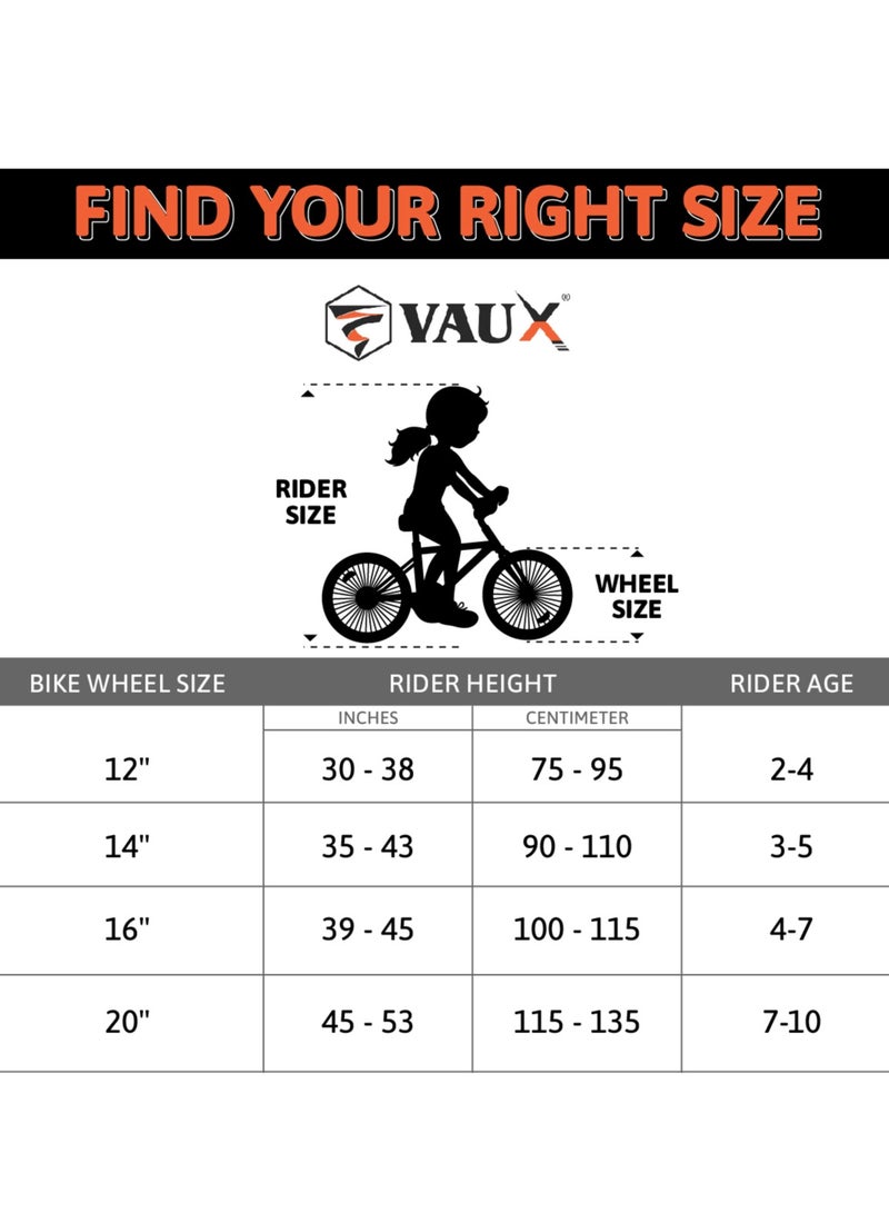 Vaux Super 12-Inch Kids Bike | 12-Inch Wheel Size| Adjustable Seat | With Basket, Handbrake, Mudguards And Training Wheels | Blue Color - Image 3