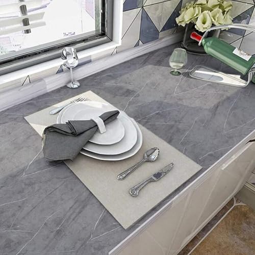 wall love Marble OilProof & Waterproof self-Adhesive Sheet Stickers Big Countertop Cabinet Furniture puja Room Kitchen,Home Sticker Wallpaper 60 x 200cm (Gray Wallpaper) - Image 2