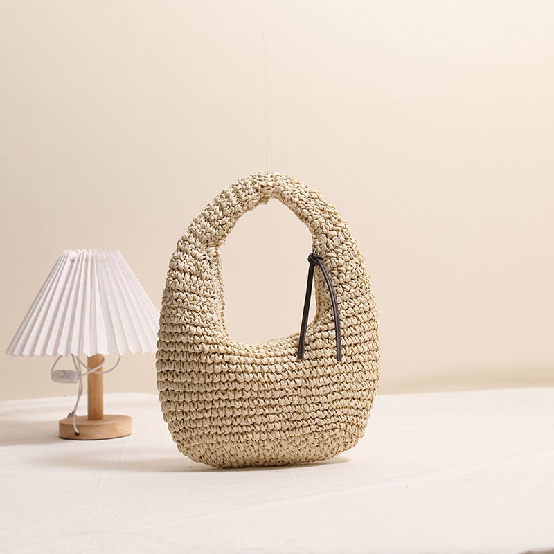 Fashion Straw Woven Shoulder Bag with Tassels - Image 4