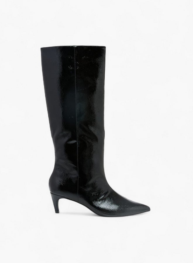 Celeste Women's Solid High Shaft Boots with Zip Closure and Stiletto Heels - Image 3