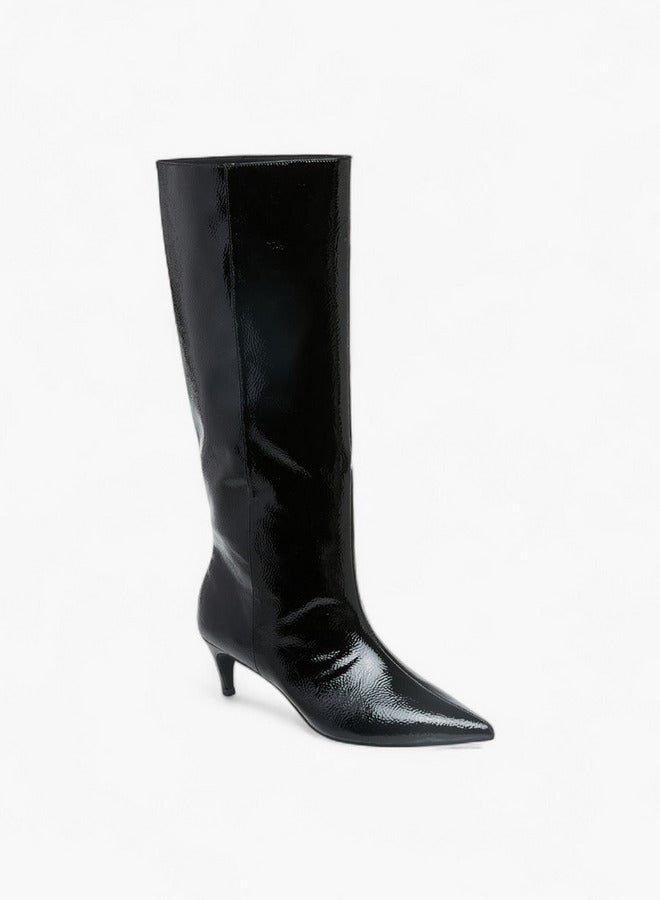 Celeste Women's Solid High Shaft Boots with Zip Closure and Stiletto Heels - Image 2