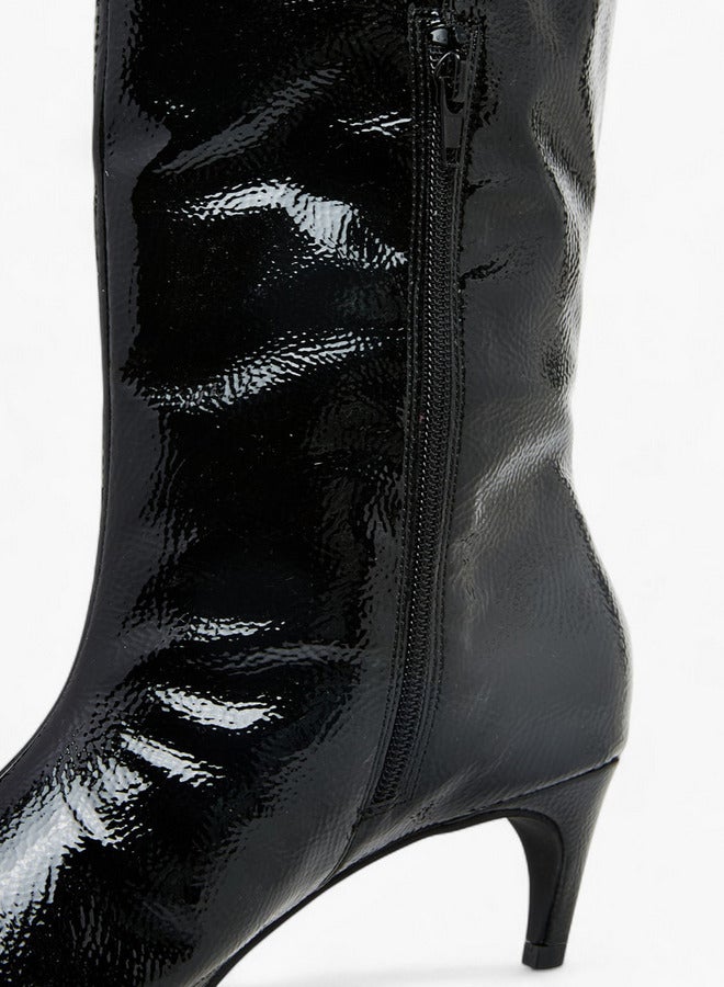 Celeste Women's Solid High Shaft Boots with Zip Closure and Stiletto Heels - Image 4