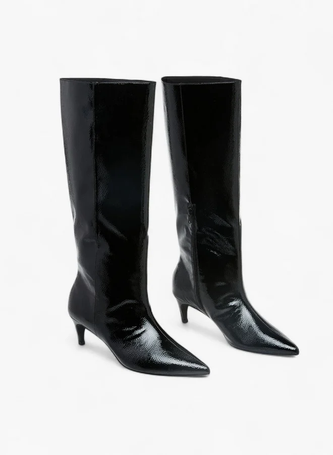 سيليست أحذية نسائية عالية بساق صلبة وسحاب وكعب خنجر