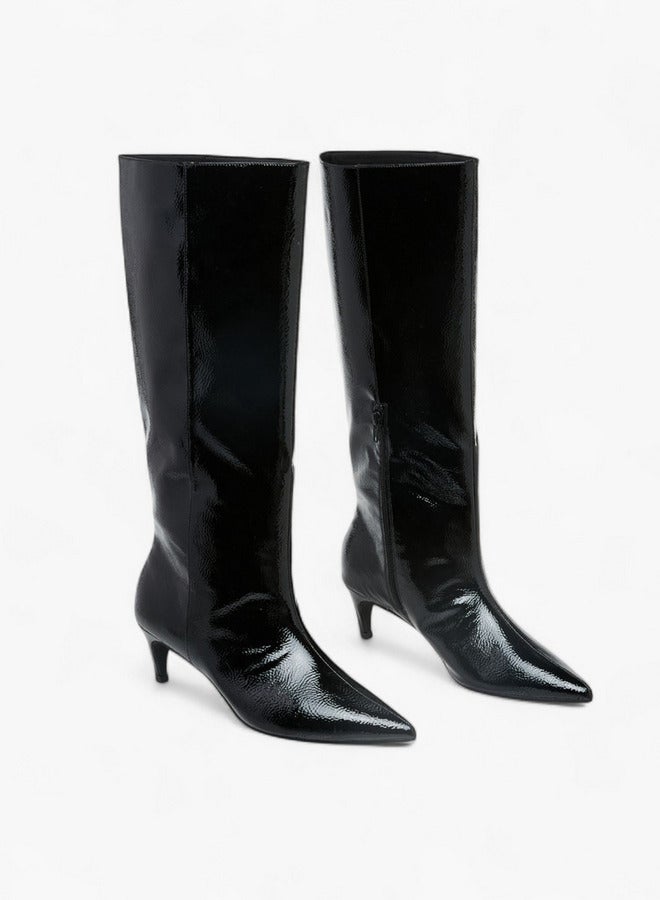 Celeste Women's Solid High Shaft Boots with Zip Closure and Stiletto Heels - Image 1