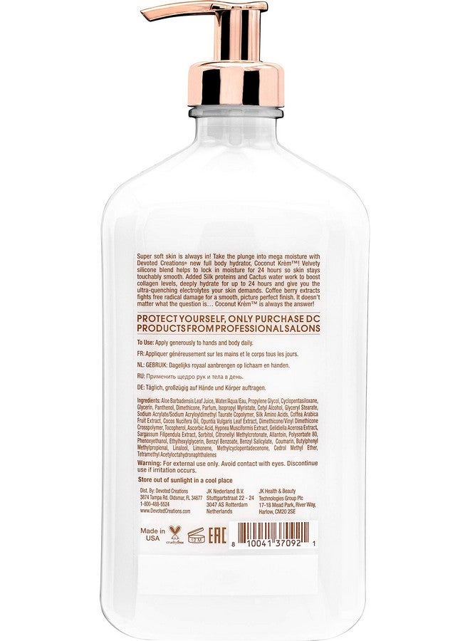 Devoted Creations Coconut Krém Moisturizer - Coconut Infused Silicone Moisturizer with Silk Proteins & Cactus Water for Ultra Rich 24 Hour Hydration 18.25 oz. - Image 2