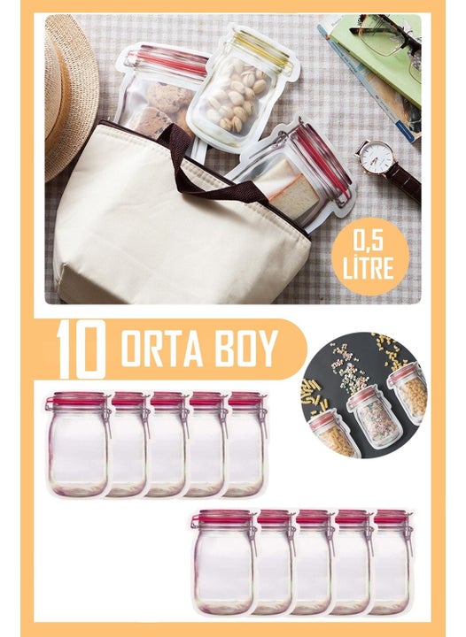 Jar Look Storage Bag Sets Lockable Refrigerator Storage Container with Snap Fasteners