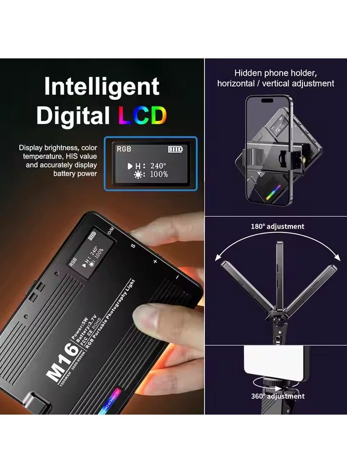 YZMA GLOBAL Portable RGB Camera Light - LED Photography & Video Recording Light, 3000-9900K Adjustable Color, 360 Colors, 1500mAh Rechargeable Battery, CRI 80+ with Phone Clip for Professional Lighting  - Image 2