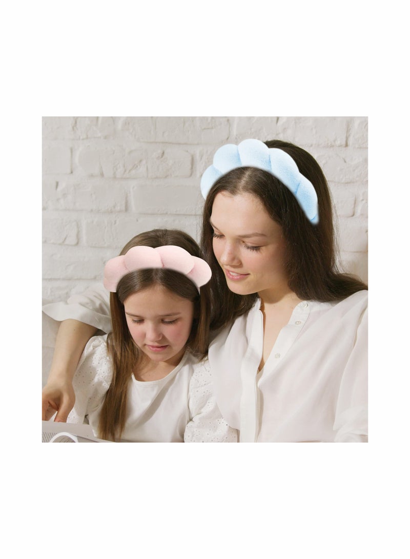 SOLARAE Spa Headband for Women, 2 Pack Sponge & Terry Towel Cloth Fabric Head Band - Image 4
