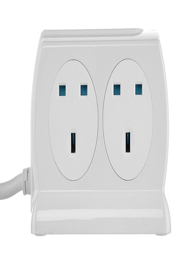 MASTERPLUG High Gloss 4 Socket Compact Power Extension Cord 2 USB 4 M White  - Image 2
