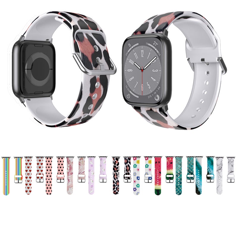 Breathable TPU Watch Band For Apple Watch Ultra 49mm / Series 8&7 45mm / SE 2&6&SE&5&4 44mm / 3&2&1 42mm(Leopard Print)