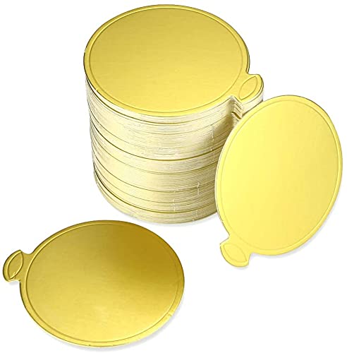 BIG BOX 100 Pastry Board Round Golden Cardboard Dessert Board Base Mousse Cake Base Circle Golden Cakeboard 35inch GreaseProof and Durable Ideal for Party Wedding Catering and Restaurant Golden - Image 2