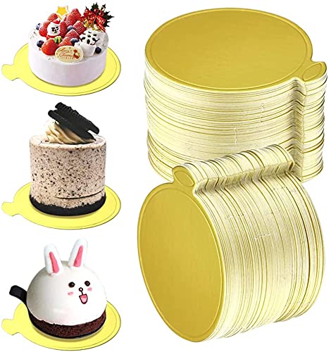 BIG BOX 100 Pastry Board Round Golden Cardboard Dessert Board Base Mousse Cake Base Circle Golden Cakeboard 35inch GreaseProof and Durable Ideal for Party Wedding Catering and Restaurant Golden - Image 3