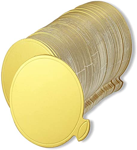BIG BOX 100 Pastry Board Round Golden Cardboard Dessert Board Base Mousse Cake Base Circle Golden Cakeboard 35inch GreaseProof and Durable Ideal for Party Wedding Catering and Restaurant Golden - Image 1