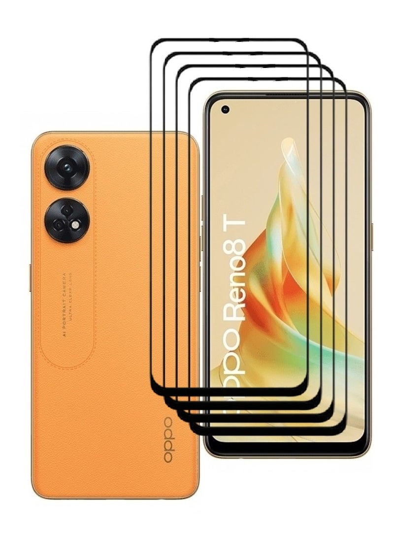 AINA 4 Pieces Tempered Glass Screen Protector 5D Designed For Oppo Reno8 T Full Glue Edge to Edge Full Screen Coverage And Bubble Free - Image 1