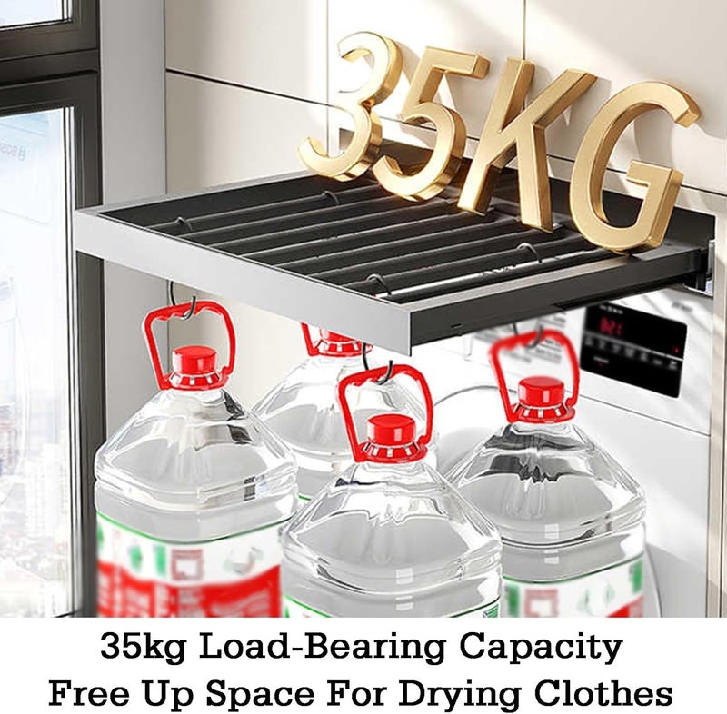 Pull-Out Pants Rack Drawer, Aluminum Alloy Design for Storage Areas and Narrow Wardrobes,Color 1-48x91-96cm - Image 4