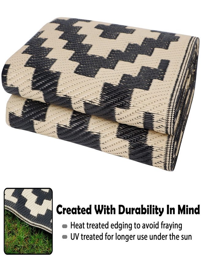 SAND MINE Reversible Plastic Modern Large Floor Straw Mat (Black & Beige,5in x 8in) - Image 4