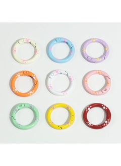Colorful Hand-Painted Cat Paw Carabiner Keychain DIY Alloy Ring 24mm random color mixing