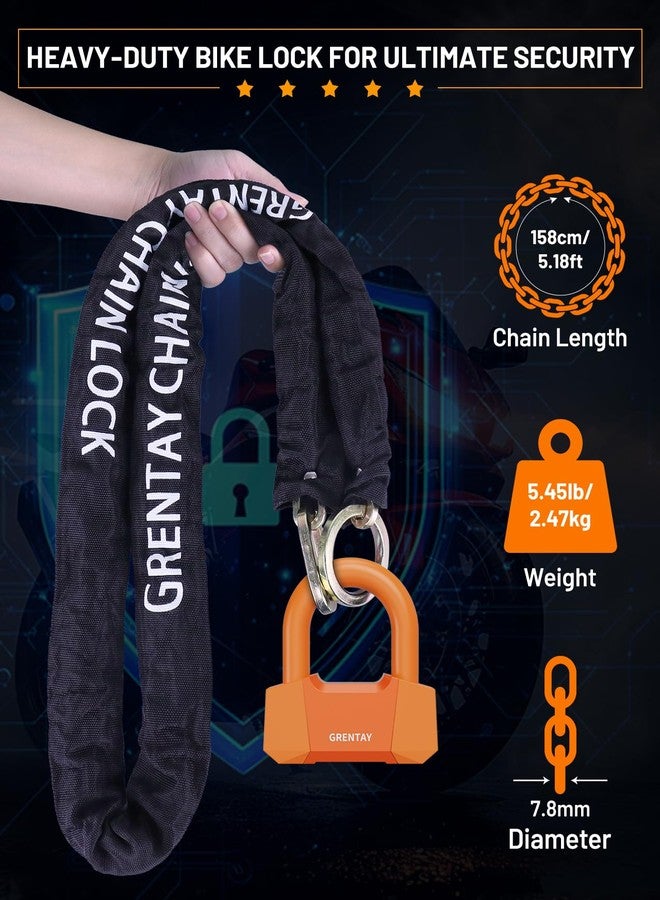 Grentay Bike Chain Lock 5.18Feet 3T Steel Chain Lock Anti Theft, Premium U-Lock 17.5mm Thick Heavy-Duty Chain Bike Lock [3 Keys] for Bicycles Scooters Strollers Gates Fences Security Lock Guard - Image 4
