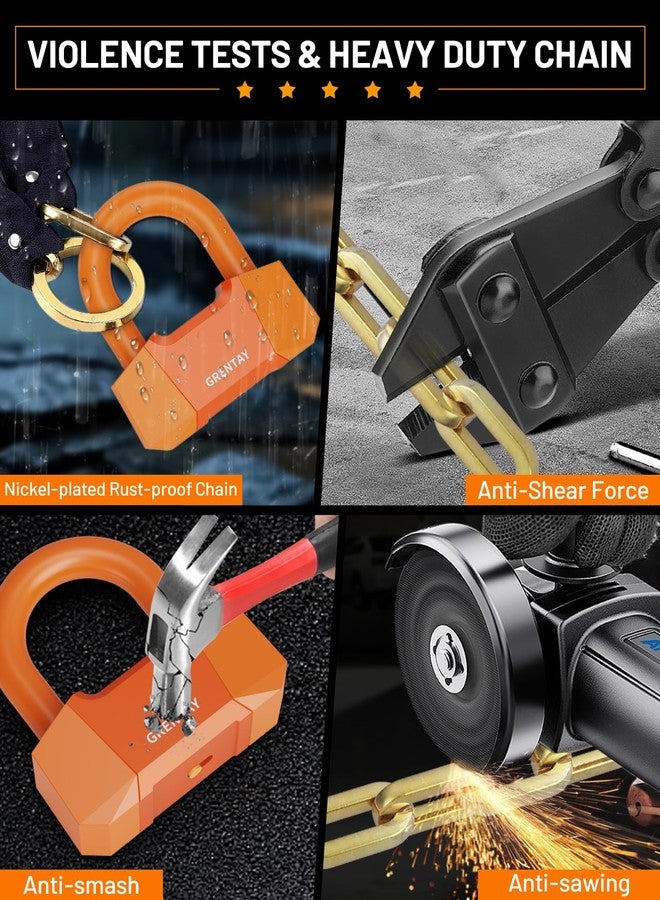 Grentay Bike Chain Lock 5.18Feet 3T Steel Chain Lock Anti Theft, Premium U-Lock 17.5mm Thick Heavy-Duty Chain Bike Lock [3 Keys] for Bicycles Scooters Strollers Gates Fences Security Lock Guard - Image 2