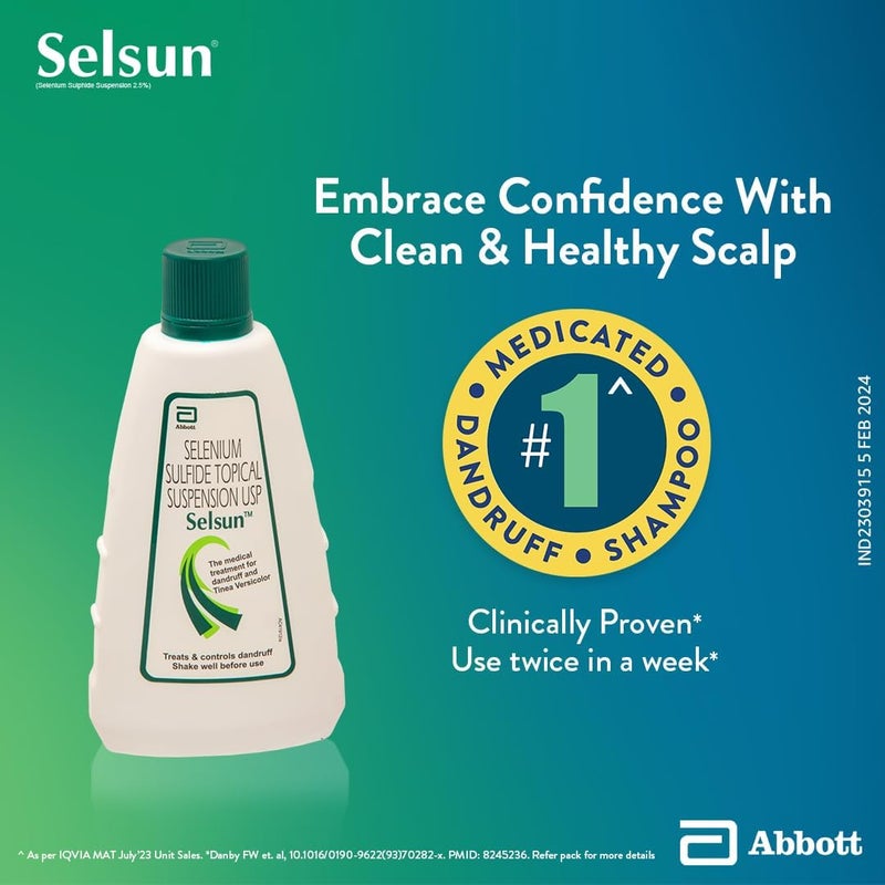 Selsun Abbott Suspension Anti Dandruff Shampoo, Clears away dandruff flakes, Relieves from excessive oil, Relieves from dandruff related itching (120ml)- Pack of 2 - Image 4