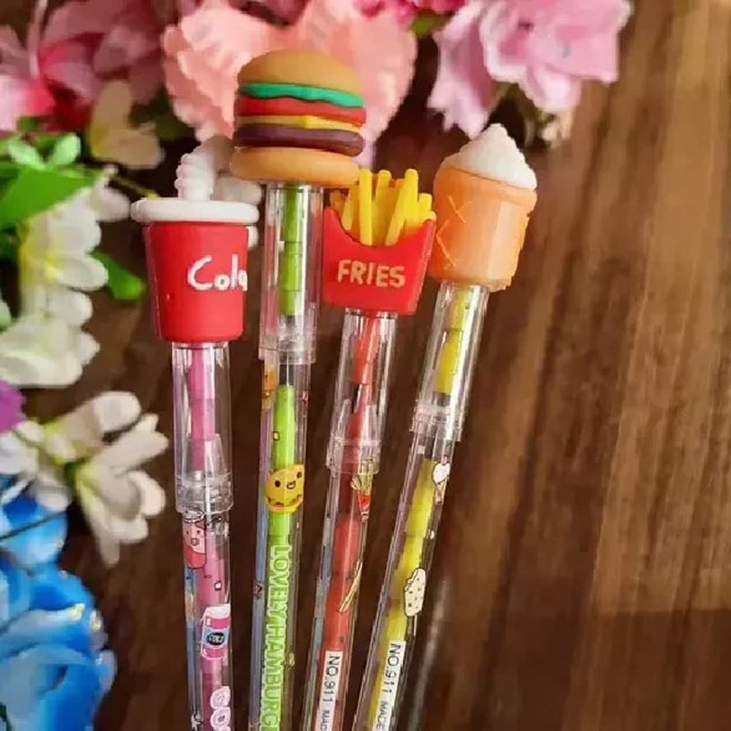 MUREN Stackable Push Pencil Assortment for Food Lover designcola French Fries Icecream Burger NonSharpening PencilMulticolorBirthday PartyReturn giftStationary Item - Image 2