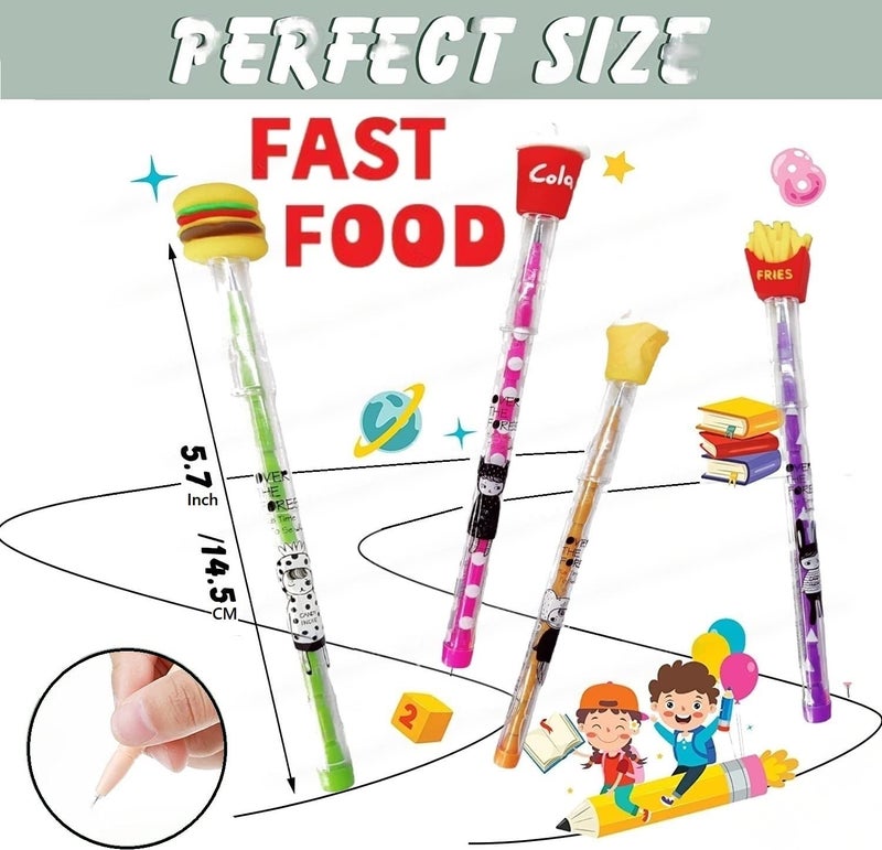 MUREN Stackable Push Pencil Assortment for Food Lover designcola French Fries Icecream Burger NonSharpening PencilMulticolorBirthday PartyReturn giftStationary Item - Image 4