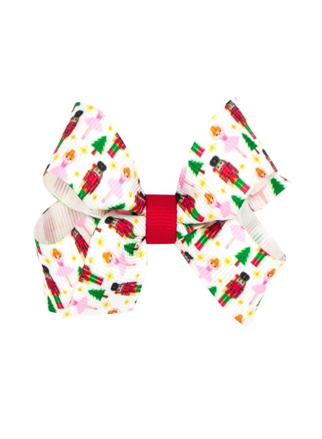 Wee Ones Girls Holiday-themed Christmas Nutcracker Grosgrain Hair Bow, Nutcracker, Mini - Image 1