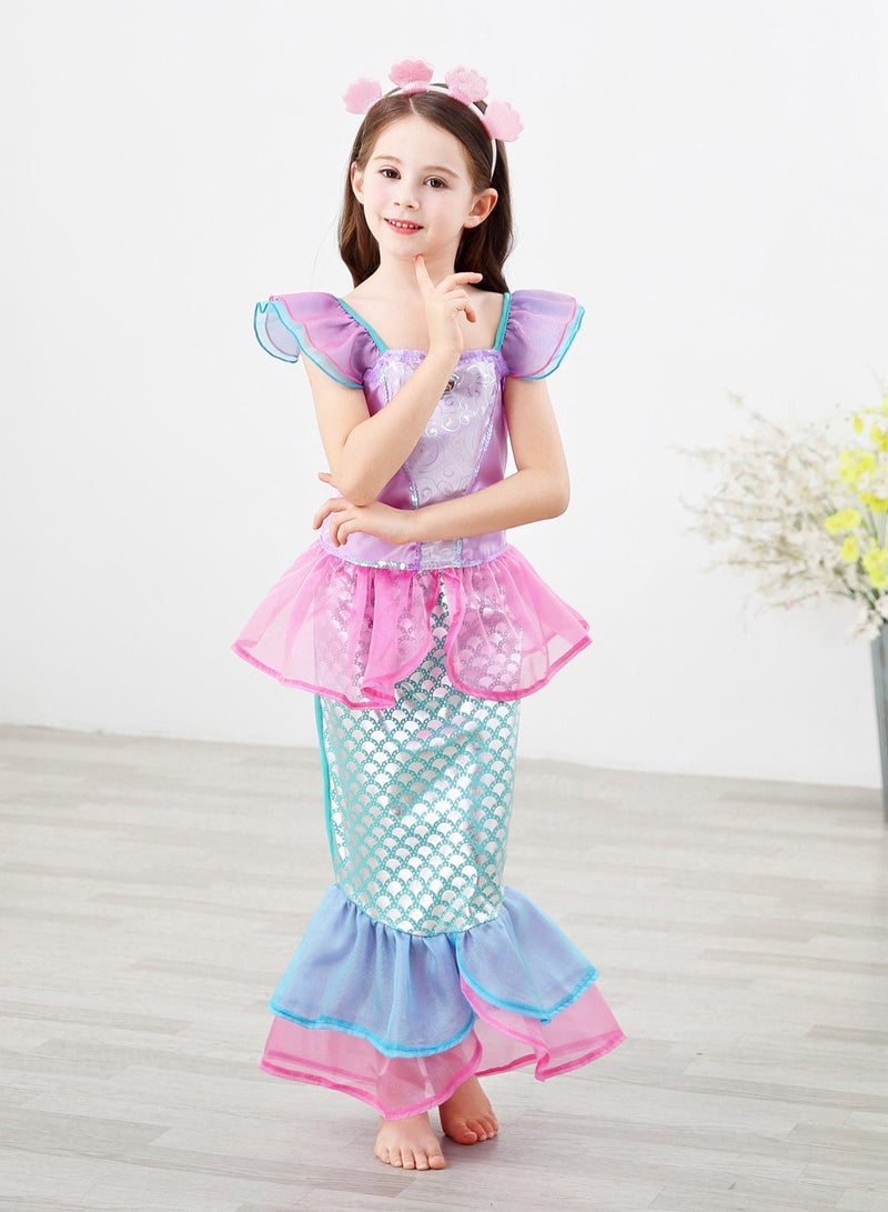 AUTOYSUR Girls Mermaid Costume Princess Dress Up - Image 3