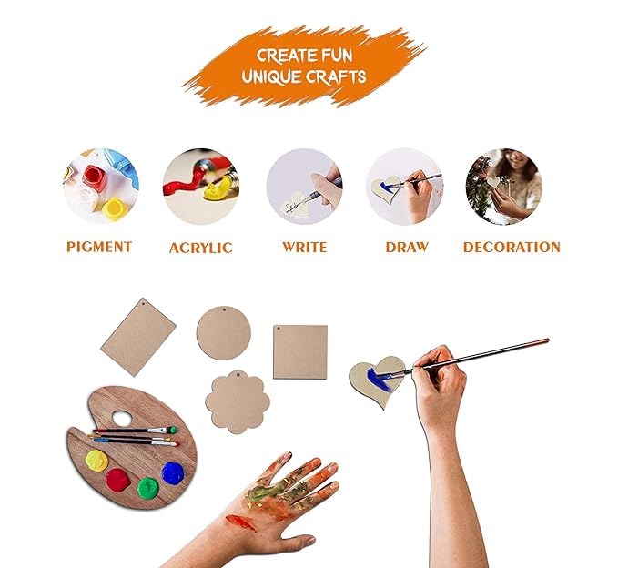 StarLaser حزمة StarLaser من 10 سلاسل مفاتيح خشبية MDF عادية للرسم | مشروع فن وحرف | سلسلة مفاتيح دراجة | سلسلة مفاتيح MDF عادية | عمل فني بالراتنج وزينة (شكل مستطيل) - Image 4