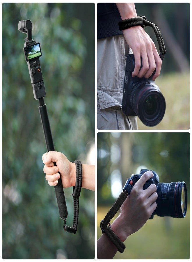 CYNOVA DJI Osmo Pocket 3 Accessories, Adjustable Nylon Hand Wrist Straps Lanyard with a 1/4" Screw, For Insta360 Selfie Stick, Go pro/Xtra Muse, Nikon Canon Sony Samsung Dslr Cameras, black - Image 2
