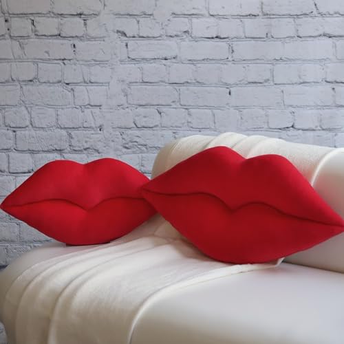 KINGROSE 3D Lip Throw Pillow Decorative Little Pillows Soft Cute Cushion for Sofa Couch Bed Home Decor Girls 11 x 18 Inches Red - Image 2
