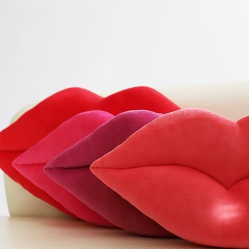 KINGROSE 3D Lip Throw Pillow Decorative Little Pillows Soft Cute Cushion for Sofa Couch Bed Home Decor Girls 11 x 18 Inches Red - Image 4