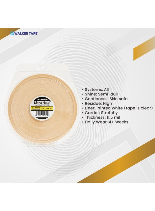 Walker Tape Ultra Hold Tape 3/4" x 36 Yards – Extra Strong Wig Adhesive Tape Roll for Hair Systems – Long-Lasting Hold up to 4+ Weeks – Maximum Wear Lace Wig Tape – Flexible, Skin Safe Hairpiece Tape – Semi-Dull Finish for Discreet Look – Toupee Bonding Tape for Men & Women - Image 3