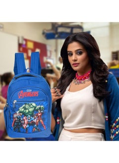 Kuber Industries Kuber Industries Marvel Avengers School Bag for Kids|Stylish Backpacks for Kids|Rexine Waterproof Shoulder Straps Bag (Blue)  - Image 3