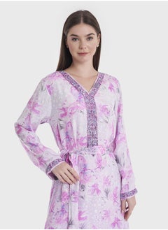 KASHKHA V-Neck Floral Print Jalabiya  - Image 3