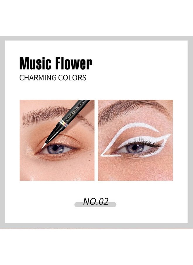 Music Flower - Music Flower Eyeliner Pen,Colored Matte Liquid Eyeliner Waterproof Smudge Resistant with Precise Tip (White) - Image 1