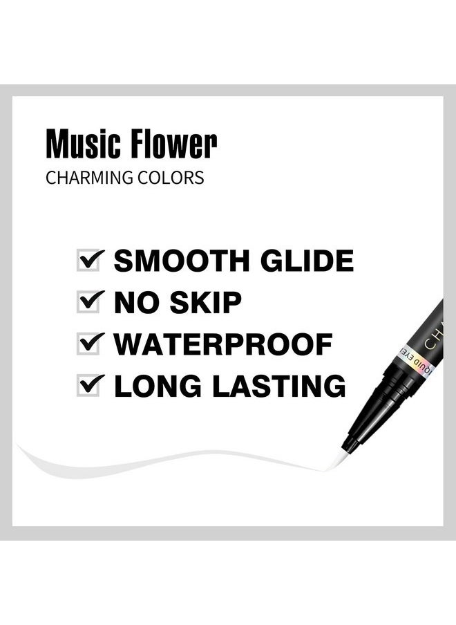 Music Flower - Music Flower Eyeliner Pen,Colored Matte Liquid Eyeliner Waterproof Smudge Resistant with Precise Tip (White) - Image 1