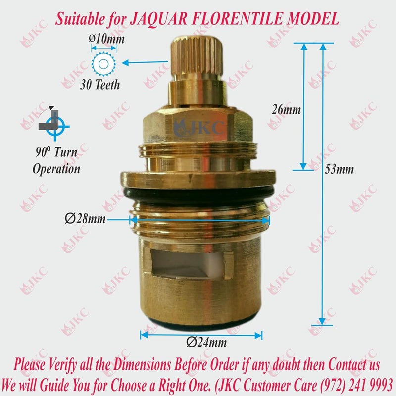 JKC Jaguar Tap Spindle for Water tap Spares and Accessories Parts for Jaquar Type Tap Florentine Type Left Right for Double Lever Basin Mixer - Image 2