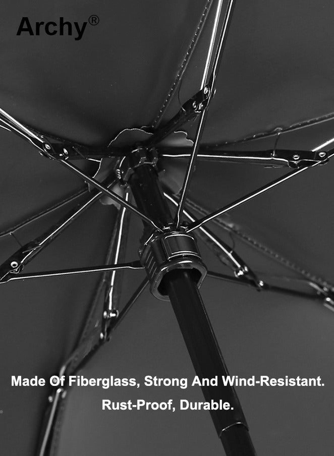 أرشي مظلة صغيرة قابلة للطي للجنسين مصنوعة من الفينيل صغيرة الحجم ومعززة وسميكة وقابلة للحمل ومزدوجة الاستخدام  - Image 5