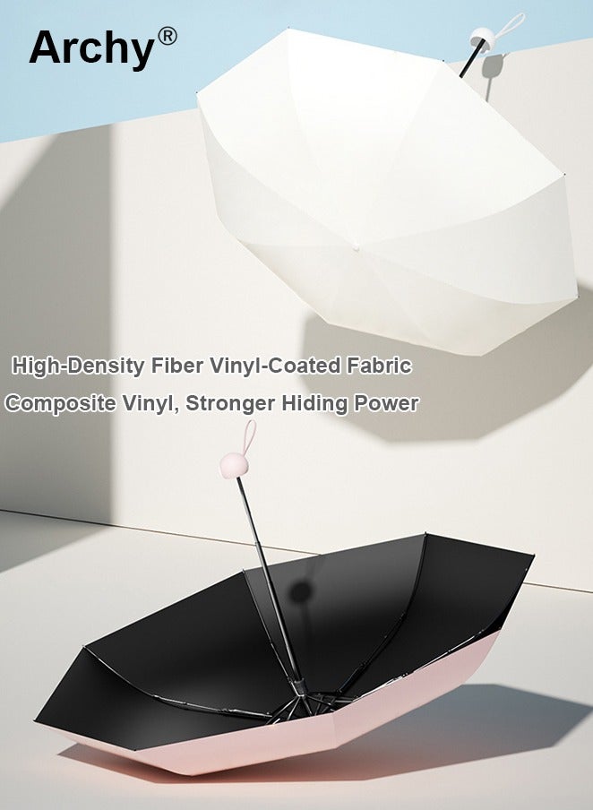 أرشي مظلة صغيرة قابلة للطي للجنسين مصنوعة من الفينيل صغيرة الحجم ومعززة وسميكة وقابلة للحمل ومزدوجة الاستخدام  - Image 3
