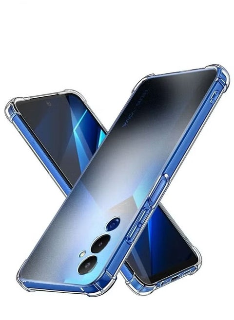 Case for TECNO Pova 4 Clear Transparent Case Soft Flexible Silicone TPU Back Cover Shockproof Case with Reinforced Bumper Corner for TECNO Pova 4