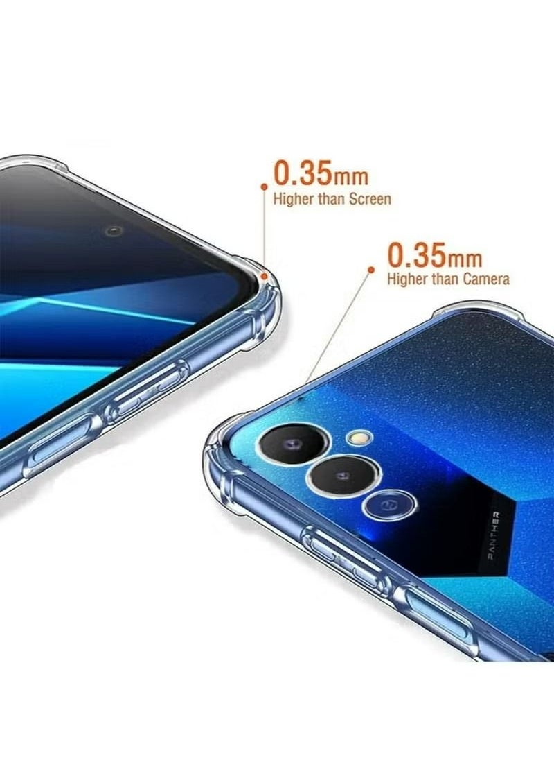 Case for TECNO Pova 4 Clear Transparent Case Soft Flexible Silicone TPU Back Cover Shockproof Case with Reinforced Bumper Corner for TECNO Pova 4