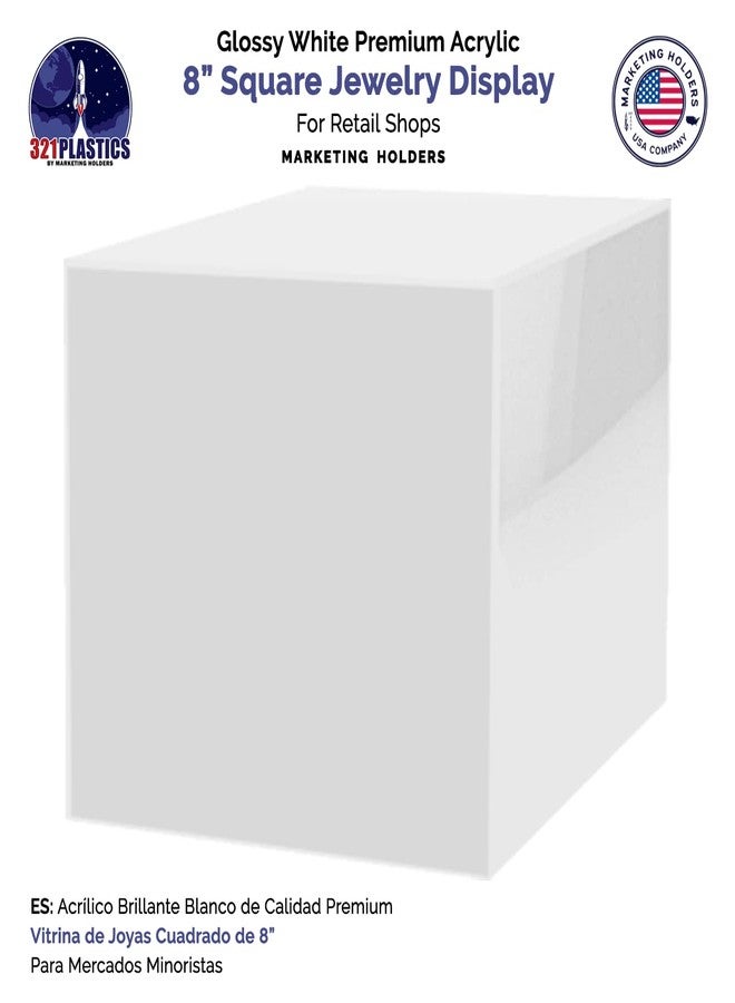Marketing Holders 8 Inch White Acrylic Box Display with One Open Side No Lid Versatile Square Lucite One Piece Counter or Tabletop Storage Bin or Retail Product Riser by Marketing Holders - Image 3