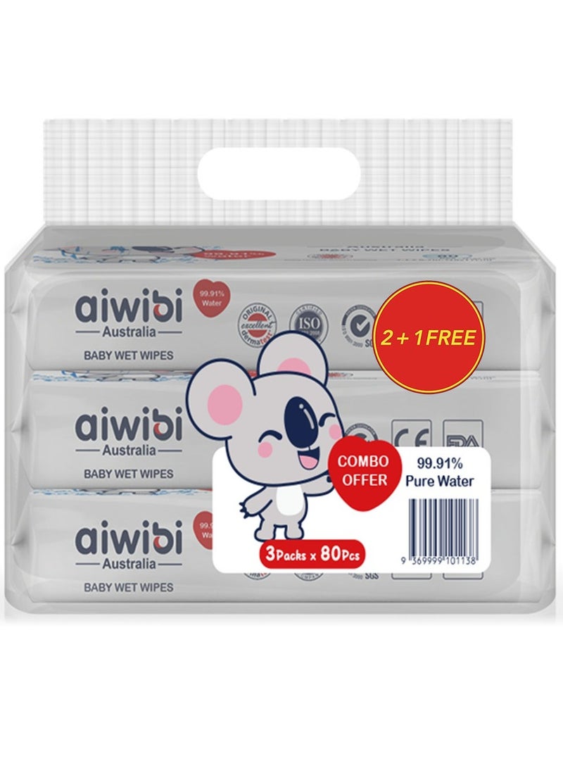 أيويبي مناديل مبللة للأطفال - 99.91% ماء نقي 2+1 مجانًا *240 قطعة - Image 1