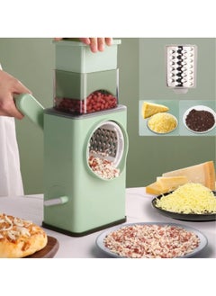 ELTRAZONE Manual Rotary Cheese Grater Shredder with Wider Hopper 3 Interchangeable Blades Round Mandolin Drum Slicer Julienne Grinder for Cheese, Vegetables, Potatoes and Nuts  - Image 4