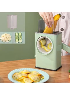 ELTRAZONE Manual Rotary Cheese Grater Shredder with Wider Hopper 3 Interchangeable Blades Round Mandolin Drum Slicer Julienne Grinder for Cheese, Vegetables, Potatoes and Nuts  - Image 2
