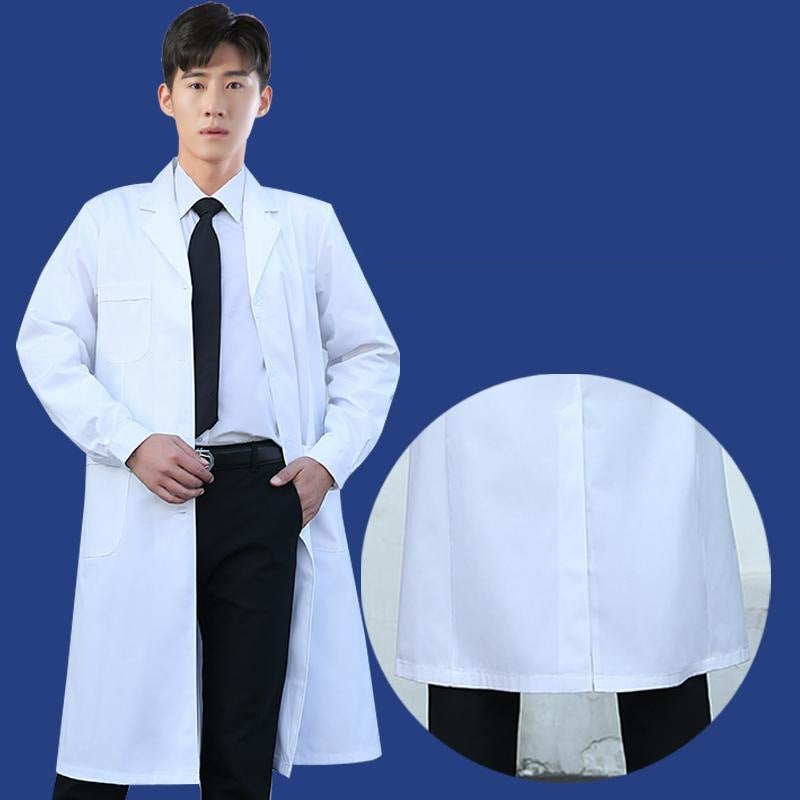 White Coat Long-Sleeved Male And Female College Students Chemical Laboratory Coat Laboratory Doctor Nurse Coat Short-Sleeved Physician Overalls Thick - Image 5