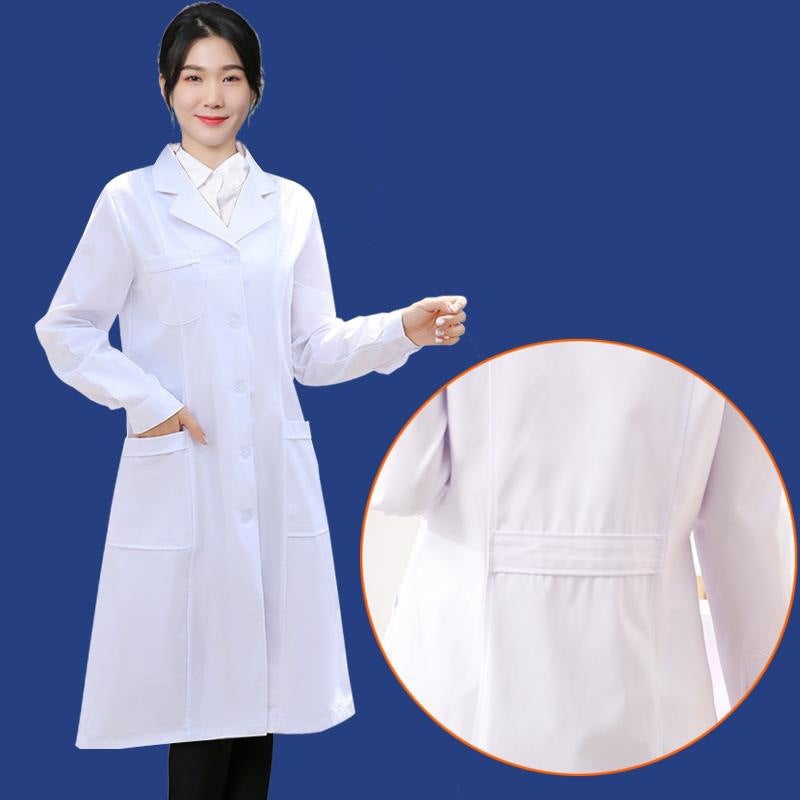 White Coat Long-Sleeved Male And Female College Students Chemical Laboratory Coat Laboratory Doctor Nurse Coat Short-Sleeved Physician Overalls Thick - Image 4
