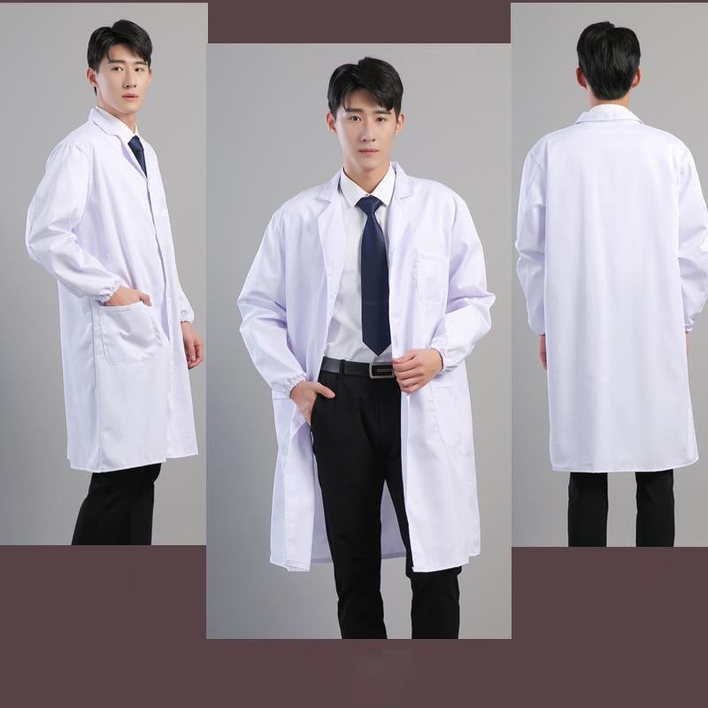 White Coat Long-Sleeved Male And Female College Students Chemical Laboratory Coat Laboratory Doctor Nurse Coat Short-Sleeved Physician Overalls Thick - Image 3