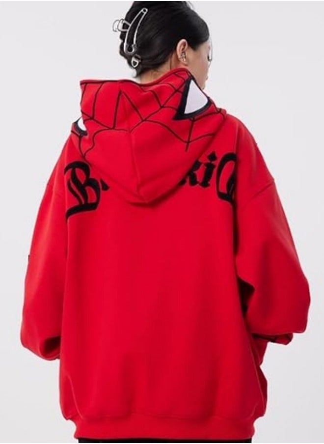 NIBEMINENT - Autumn and winter American Y2K retro niche design Spider-Man hooded sweatshirt zipper cardigan national style high street loose jacket - Image 1